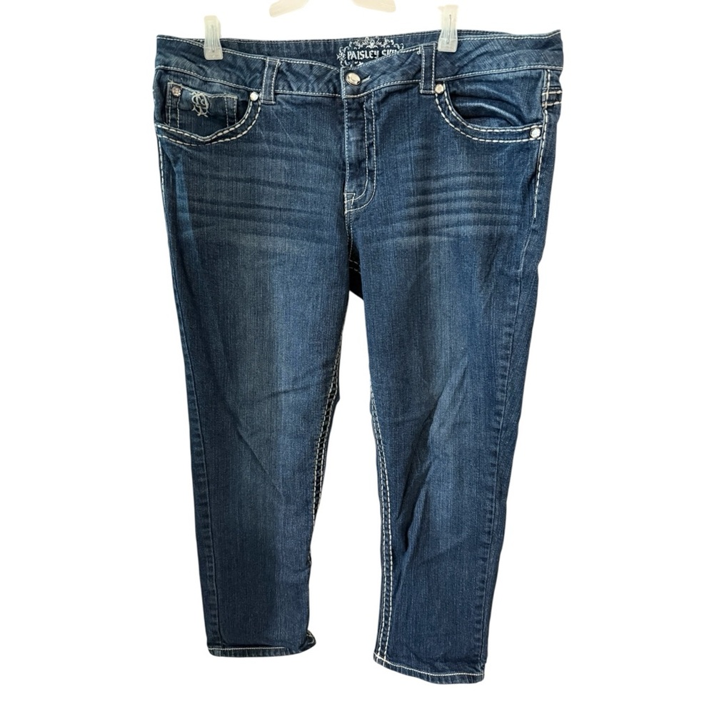 Paisley Sky Blue Ankle Cropped Jeans